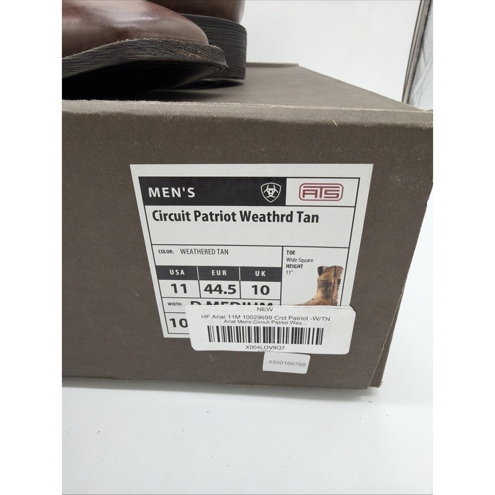 ARIAT CIRCUIT PATRIOT 10029699 Weathered Tan New In Box Cowboy Boots 11D - Picture 5 of 11